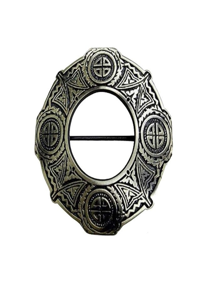 AAR Celtic Knot Antique Finish Fly Plaid Piper Brooch for 3" Diameter Kilt - Image 1