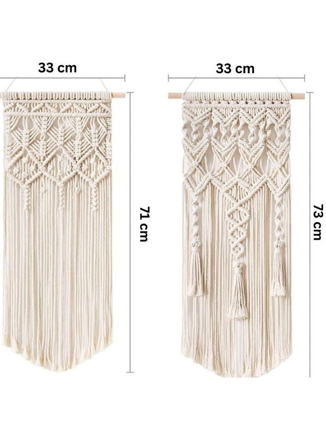 Home Gallery 2 Pieces Macrame Woven Wall Hanging Boho Chic Handmade  - Image 2