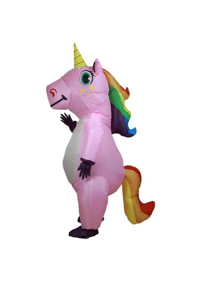 Halloween Unicorn Prop Suit Show Performance Suit Cartoon Animal Inflatable Air Model Suit Unicorn Inflatable Suit-Color:Pink Unicorn 150-190cm  - Image 4