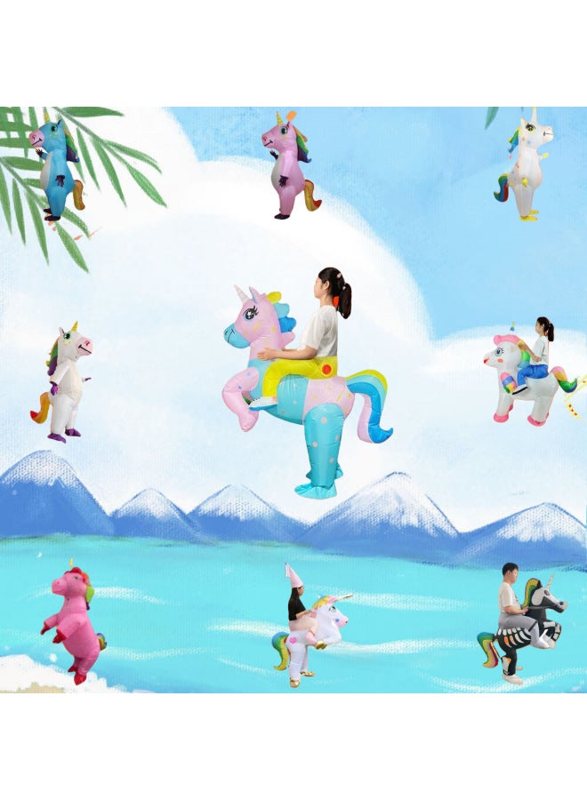 Halloween Unicorn Prop Suit Show Performance Suit Cartoon Animal Inflatable Air Model Suit Unicorn Inflatable Suit-Color:Pink Unicorn 150-190cm  - Image 2