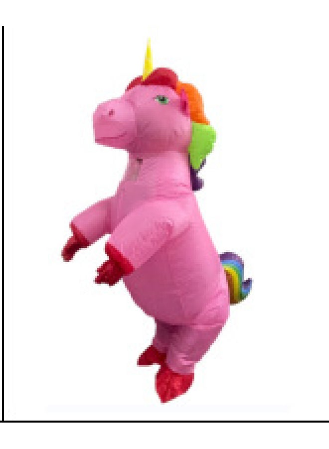 Halloween Unicorn Prop Suit Show Performance Suit Cartoon Animal Inflatable Air Model Suit Unicorn Inflatable Suit-Color:Pink Unicorn 150-190cm  - Image 1