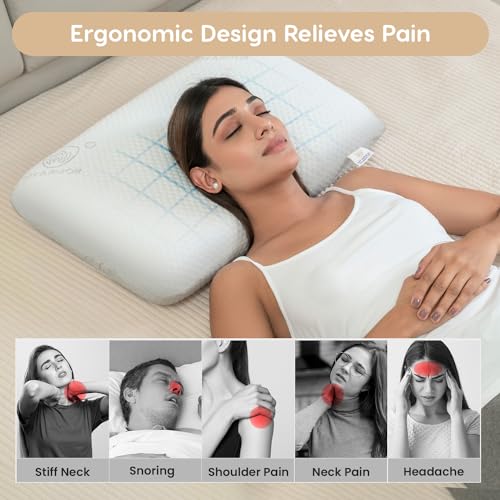MY ARMOR Memory Foam Pillow | 2 Years Warranty |King Size Orthopedic Pillows for Neck Pain Relief - 5 Inch Thick, with Removable Washable Cover - Pack of 1 - Image 5