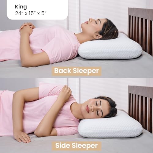 MY ARMOR Memory Foam Pillow | 2 Years Warranty |King Size Orthopedic Pillows for Neck Pain Relief - 5 Inch Thick, with Removable Washable Cover - Pack of 1 - Image 2
