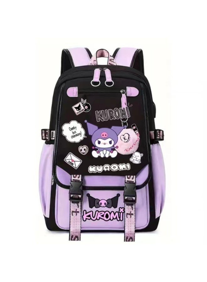 أصدقاء متألقة كاواي كورومي أنيمي حقيبة الظهر مع مساحة تخزين كبيرة جدا أحزمة مريحة، 17 بوصة السفر المشي لمسافات طويلة حقائب النهار حقيبة الظهر - Image 1