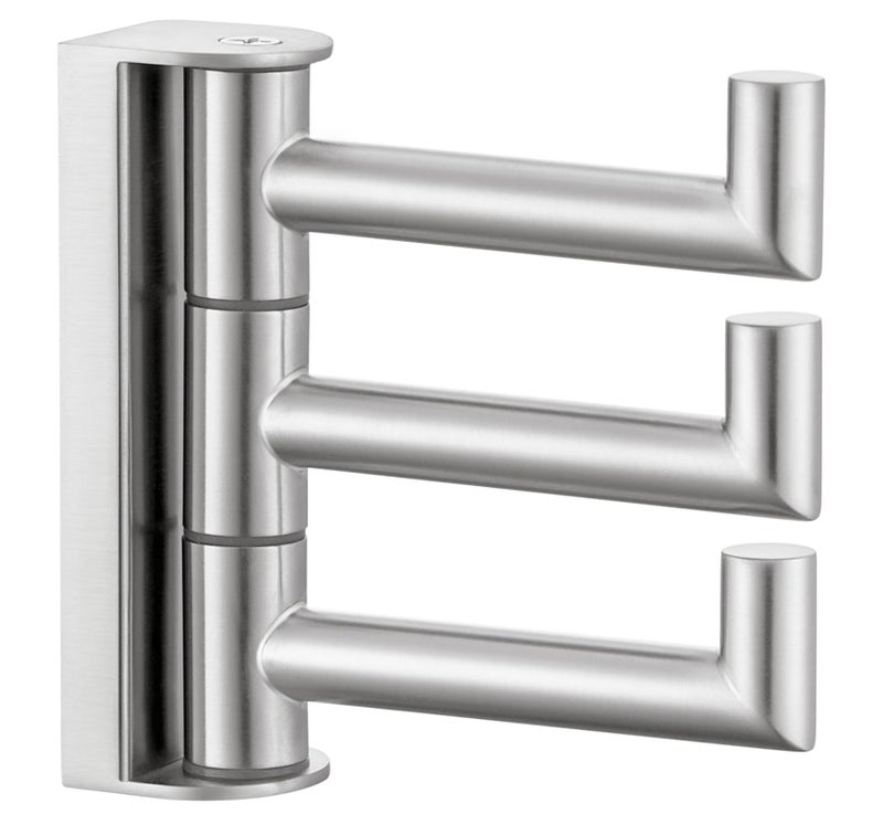 Angle Simple Swivel Towel Hook 3 Arms, SUS304 Stainless Steel Foldable Robe Towel Hook for Bathroom, Wall Coat Holder, Brushed Nickel - Image 1