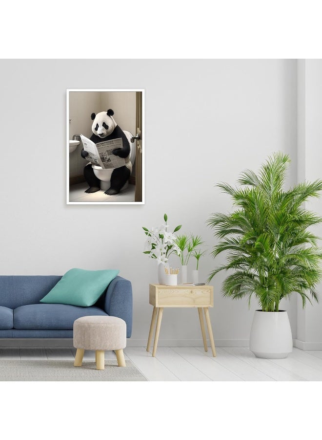 Home Trove Funny Panda Bathroom Canvas Wall Art Cute Panda In Toilet Posters Black And White Animal Prints Painting Maximalist Mid Century Modern Aesthetic Wall Decor For 12X16In Unframed  - Image 5