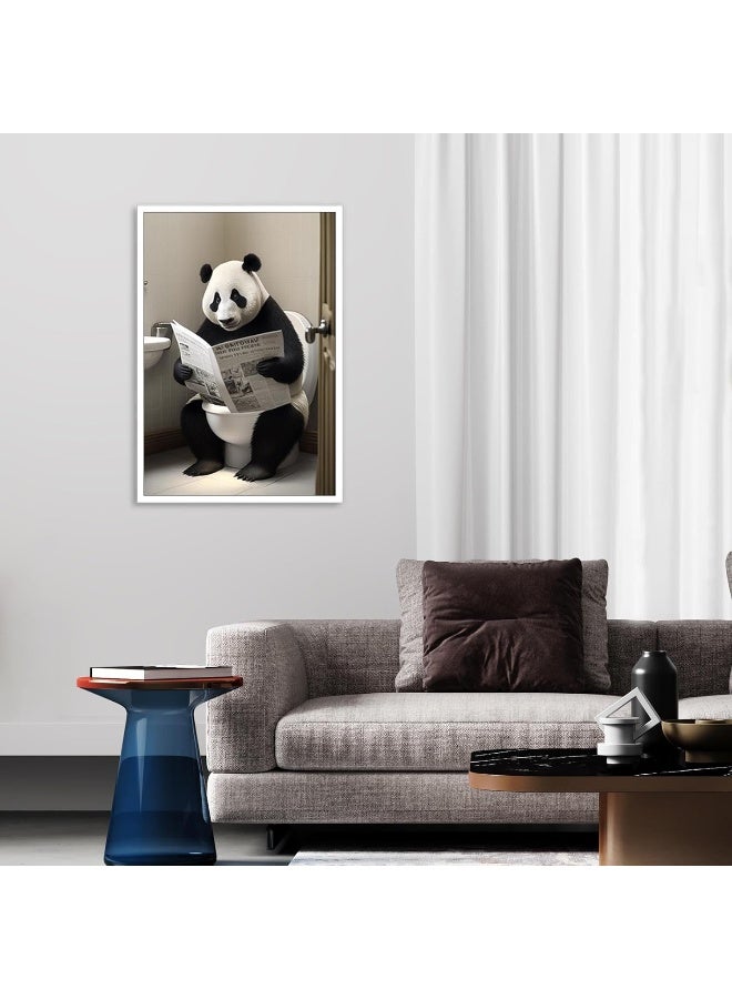 Home Trove Funny Panda Bathroom Canvas Wall Art Cute Panda In Toilet Posters Black And White Animal Prints Painting Maximalist Mid Century Modern Aesthetic Wall Decor For 12X16In Unframed  - Image 3
