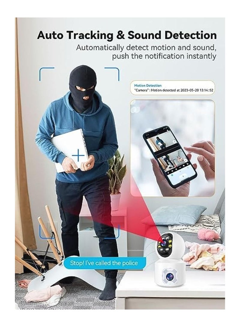 general smart wifi Camera, Dual Lens Baby Camera Monitor WiFi with Smartphone 360° View, Cameras for Home Security with AI Motion Detection, Human Auto Tracking, Color Night Vision, 2-Way Audio - Image 2