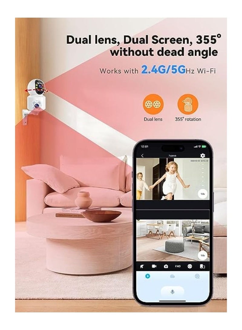 general smart wifi Camera, Dual Lens Baby Camera Monitor WiFi with Smartphone 360° View, Cameras for Home Security with AI Motion Detection, Human Auto Tracking, Color Night Vision, 2-Way Audio - Image 4