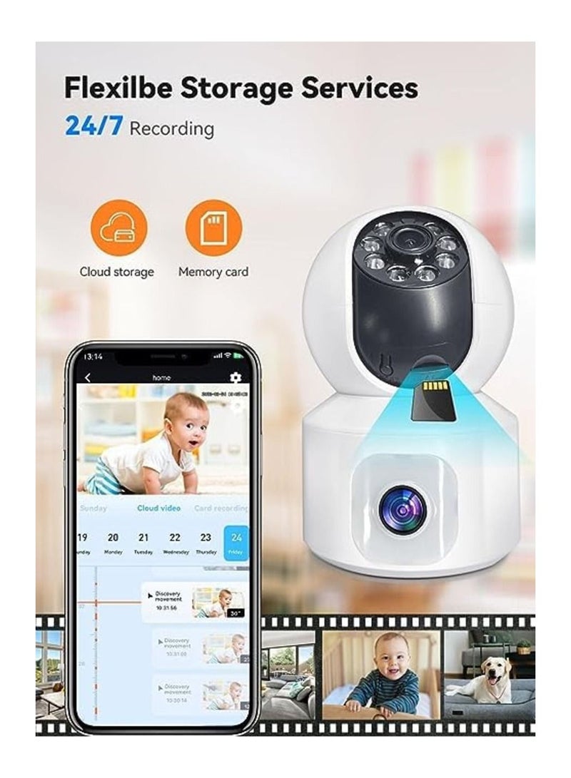 general smart wifi Camera, Dual Lens Baby Camera Monitor WiFi with Smartphone 360° View, Cameras for Home Security with AI Motion Detection, Human Auto Tracking, Color Night Vision, 2-Way Audio - Image 3