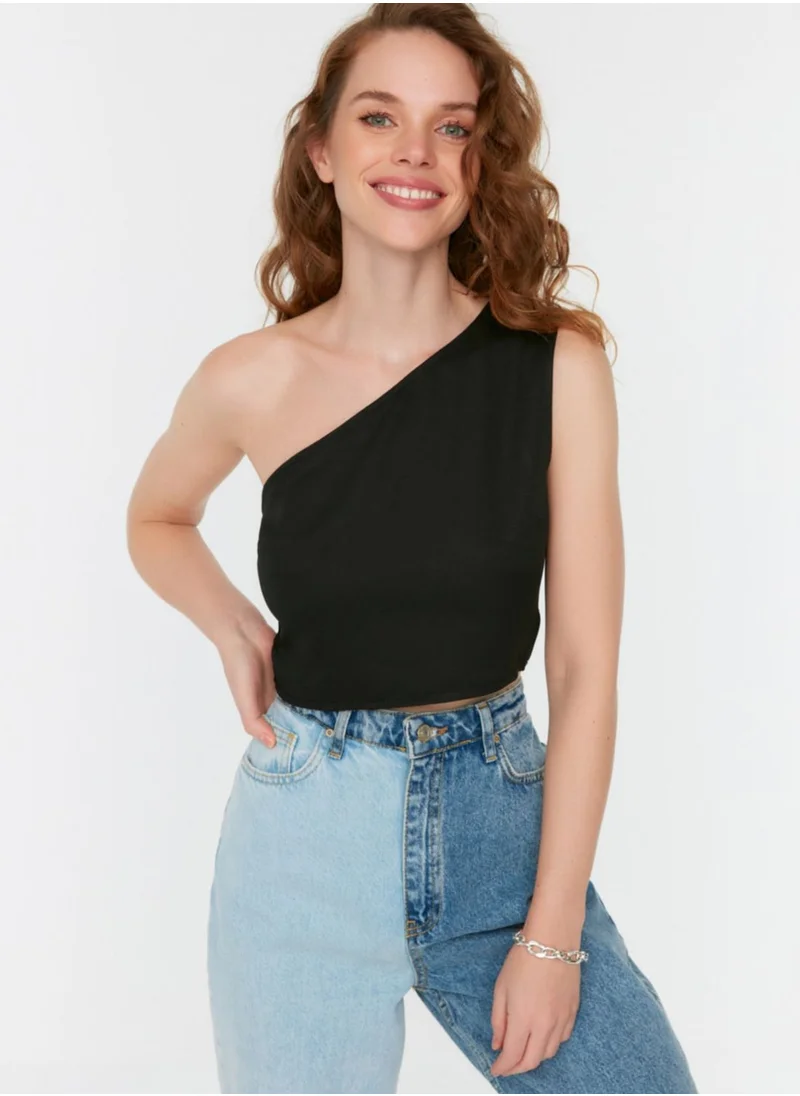trendyol One Shoulder Knitted Crop Top