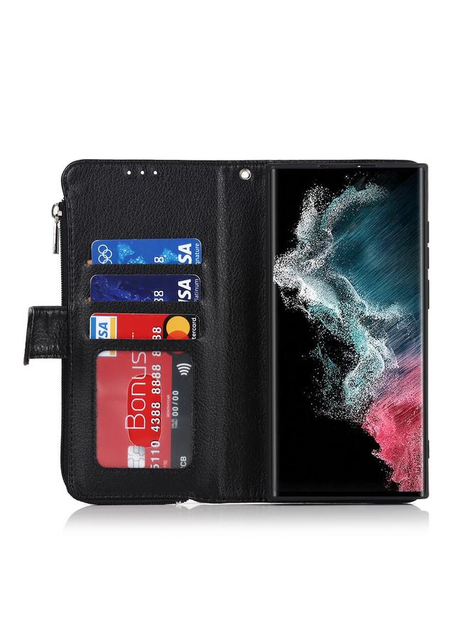 S-TOP Case For Samsung Galaxy S22 Ultra 5G Microfiber Zipper Horizontal Flip Leather Case - Image 5