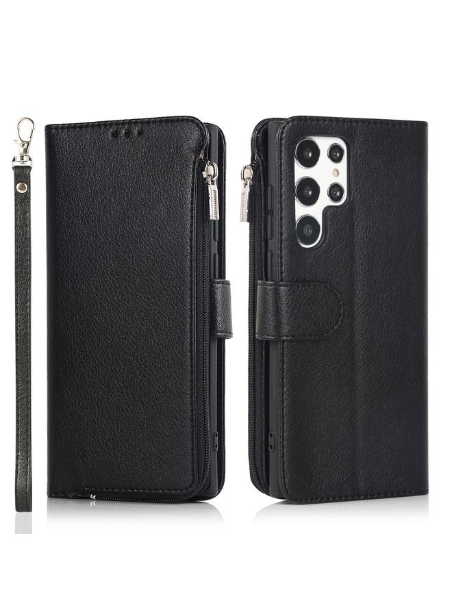 S-TOP Case For Samsung Galaxy S22 Ultra 5G Microfiber Zipper Horizontal Flip Leather Case - Image 1