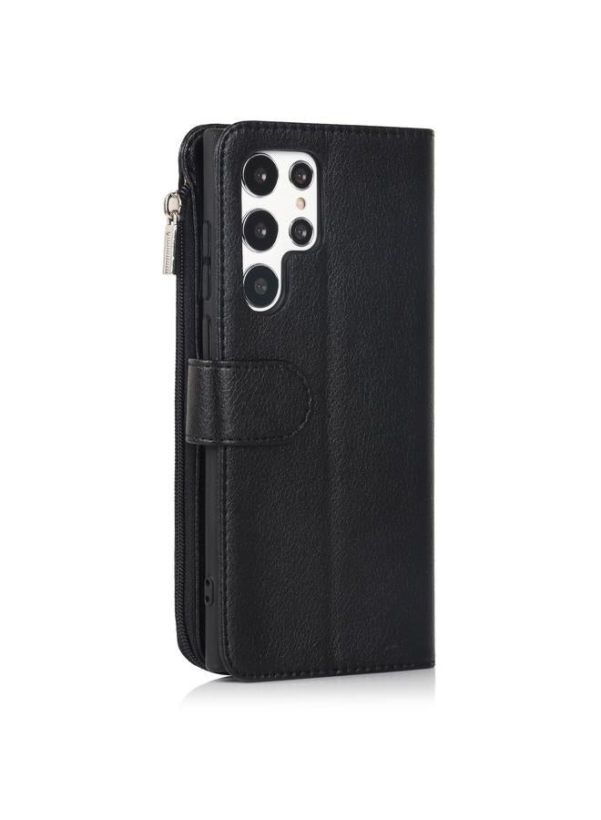 S-TOP Case For Samsung Galaxy S22 Ultra 5G Microfiber Zipper Horizontal Flip Leather Case - Image 3