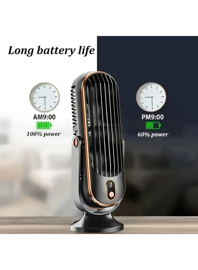 مروحة بلو المحمولة USB بمحركين مزدوجين 5 سرعات 720 دورة قابلة لإعادة الشحن للمكتب والسفر والتخييم - Image 5