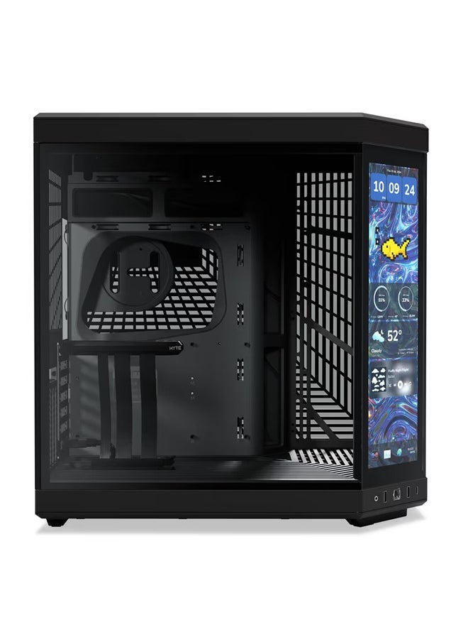 هايت حافظة الألعاب Y70 Touch Infinite - حافظة ألعاب كمبيوتر ATX متوسطة الحجم ذات حجرة مزدوجة بانورامية ذات تصميم عصري وجمالي مع شاشة تعمل باللمس مدمجة مقاس 14.5 بوصة وكابل PCIE 4.0 Riser  - Image 3