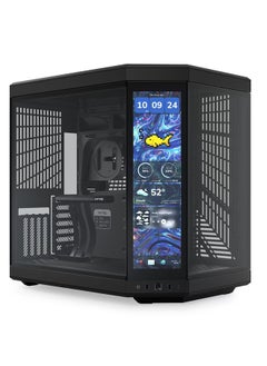 HYTE Y70 Touch Infinite Gaming Case (Black Edition) - Modern Aesthetic Dual Chamber Panoramic Tempered Glass Mid-Tower ATX Computer Gaming Case with 14.5" Integrated Touchscreen & PCIE 4.0 Riser Cable  - Image 1