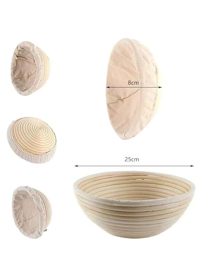 HOOKOR 2 Pack 10 inch Banneton Proofing Basket Set, Sourdough Bread Proofing Basket Baking Dough Bowl with Cloth Liner for Home Bakers - Image 3