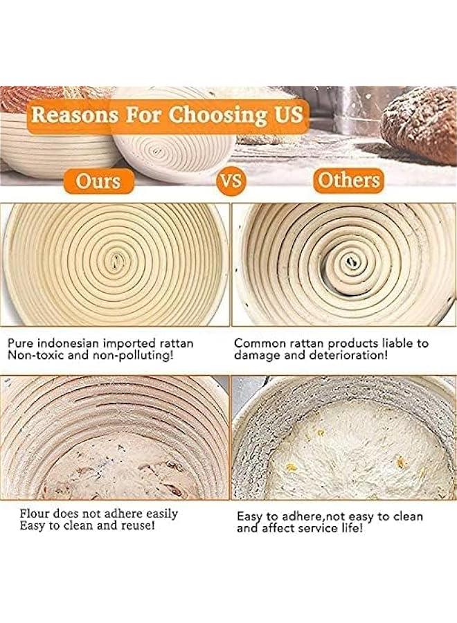 HOOKOR 2 Pack 10 inch Banneton Proofing Basket Set, Sourdough Bread Proofing Basket Baking Dough Bowl with Cloth Liner for Home Bakers - Image 5