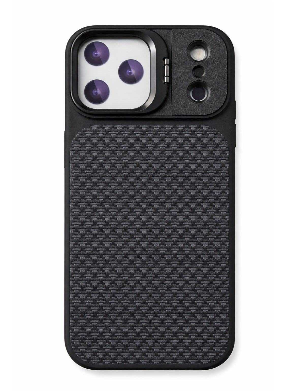 VR CREATIVE Premium Carbon Camera Stand Case for Apple iPhone 17 Pro Max with MagSafe & Sliding Camera Cover Design 1– Black