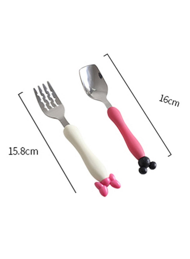 Minnie Mouse Spoon and Fork Cutlery Set- Children's Tableware Set - Stainless Steel Cutlery Set for Kids – Kids Spoon and Fork Dinnerware Set,Portable Dinneware Set Cutlery Set For Kid With Spoon Fork  - Image 2