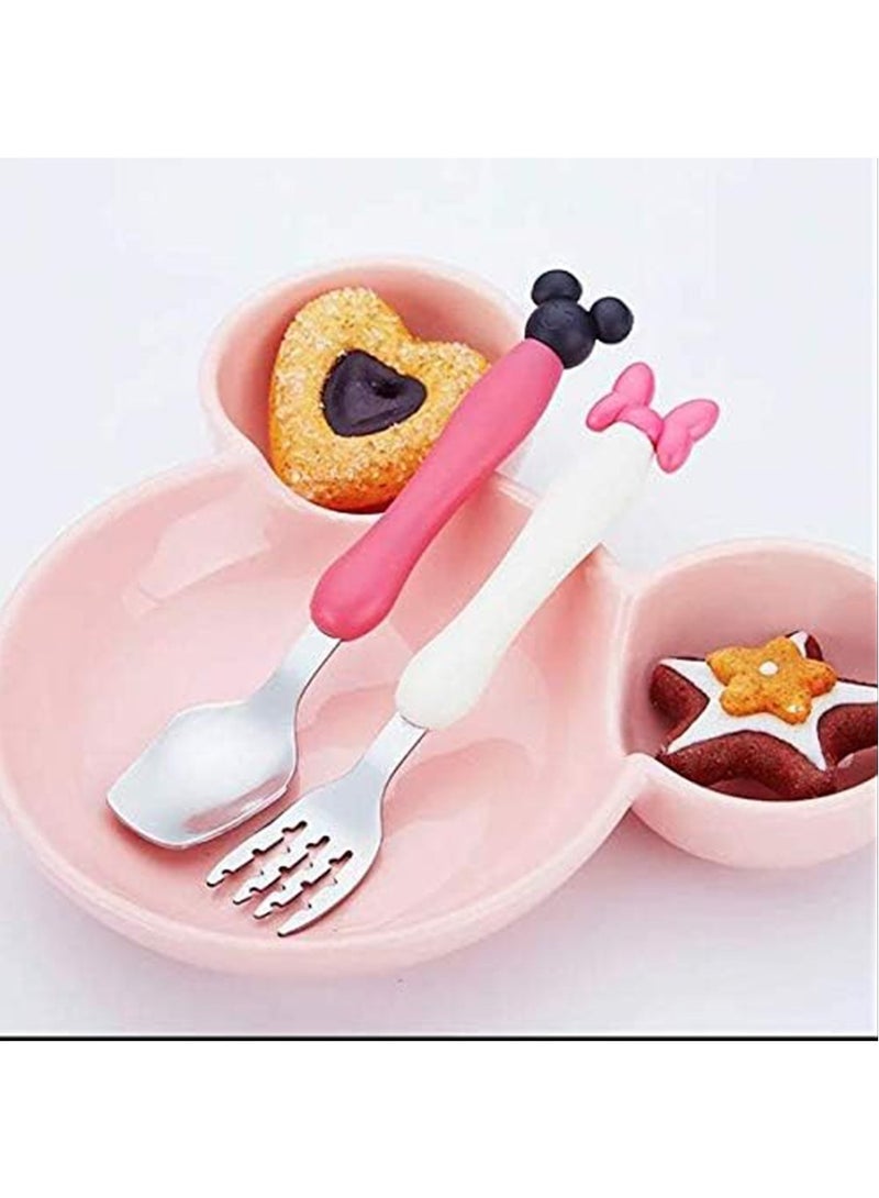 Minnie Mouse Spoon and Fork Cutlery Set- Children's Tableware Set - Stainless Steel Cutlery Set for Kids – Kids Spoon and Fork Dinnerware Set,Portable Dinneware Set Cutlery Set For Kid With Spoon Fork  - Image 3