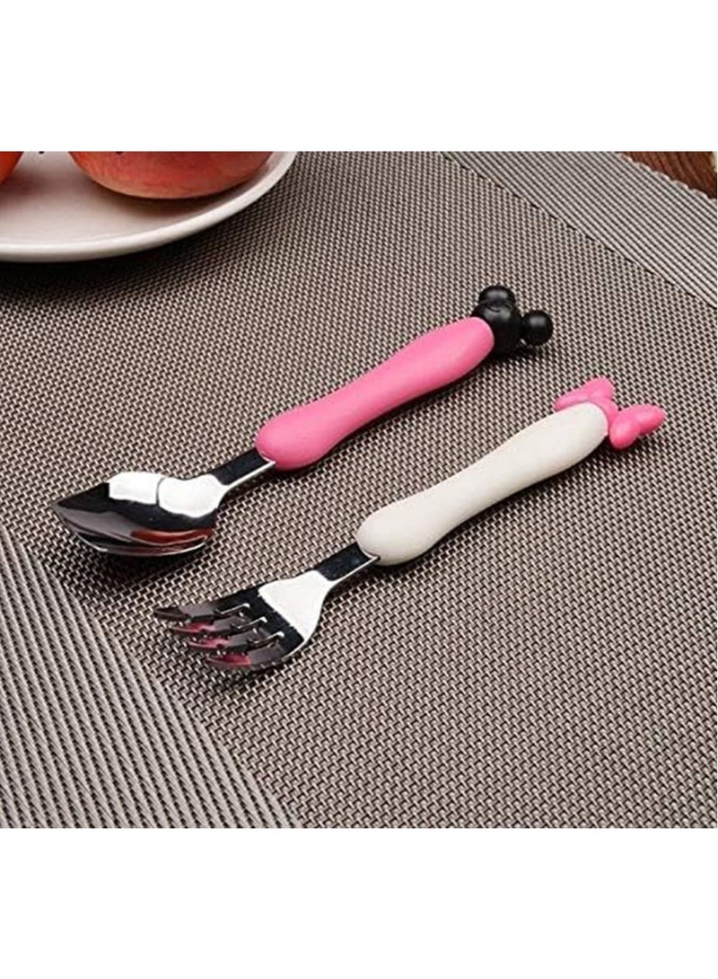 Minnie Mouse Spoon and Fork Cutlery Set- Children's Tableware Set - Stainless Steel Cutlery Set for Kids – Kids Spoon and Fork Dinnerware Set,Portable Dinneware Set Cutlery Set For Kid With Spoon Fork  - Image 4