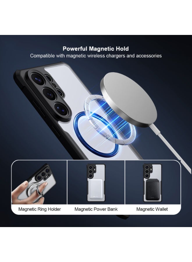 إكسوند غطاء Samsung Galaxy S26 Ultra، تصميم حماية عدسة الكاميرا، متوافق مع غطاء MagSafe المغناطيسي الخلفي، حافة TPU + لوحة خلفية PC مصنوعة من مادة مضادة للصدمات، حماية من الاصفرار وغطاء شفاف. - Image 2