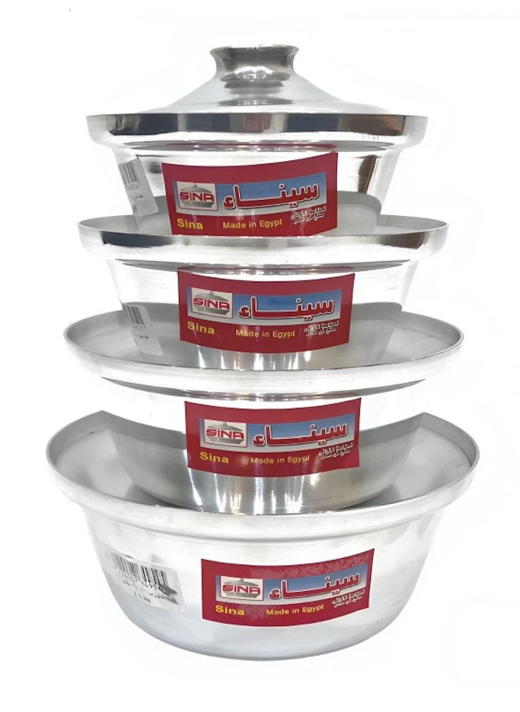 Generic Sina Aluminum Pots Set Conical Consisting of 4 Pots Egyptian Industry Size 16cm / 18cm / 20cm / 22cm  - Image 1