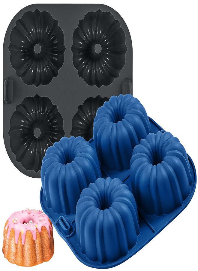 Webake Silicone Air Fryer Bunt Cake Pan for Baking, Nonstick BPA Free Fluted Tube Cake Pans, 4-Cavity, Set of 2 - Image 1