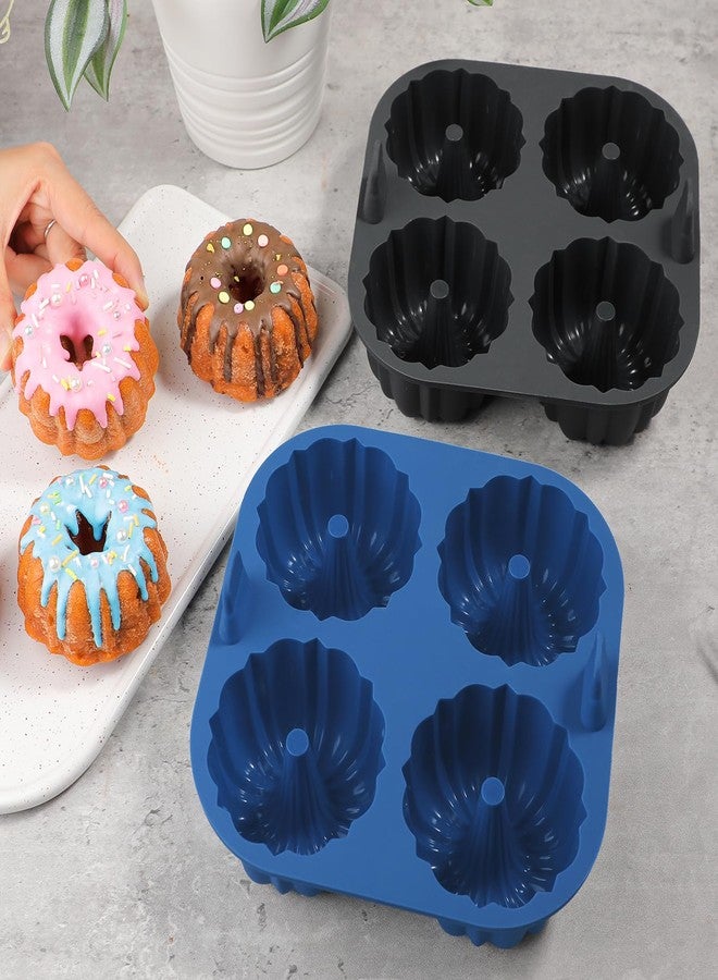 Webake Silicone Air Fryer Bunt Cake Pan for Baking, Nonstick BPA Free Fluted Tube Cake Pans, 4-Cavity, Set of 2 - Image 2