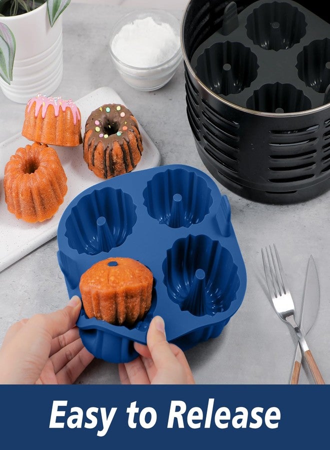 Webake Silicone Air Fryer Bunt Cake Pan for Baking, Nonstick BPA Free Fluted Tube Cake Pans, 4-Cavity, Set of 2 - Image 3