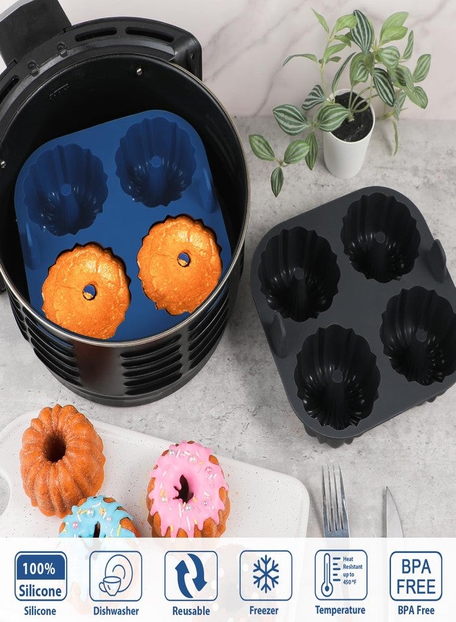 Webake Silicone Air Fryer Bunt Cake Pan for Baking, Nonstick BPA Free Fluted Tube Cake Pans, 4-Cavity, Set of 2 - Image 5