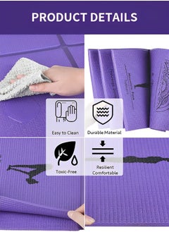 GROIC Foldable Yoga Mat with Illustrated Yoga Poses, Non Slip Exercise Mat for Home Gym, Travel Yoga Set With Stretch Strap for Yoga Pilates and Fitness  - Image 4