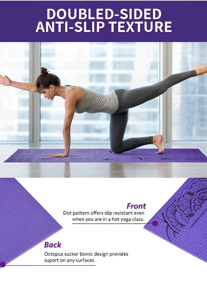 GROIC Foldable Yoga Mat with Illustrated Yoga Poses, Non Slip Exercise Mat for Home Gym, Travel Yoga Set With Stretch Strap for Yoga Pilates and Fitness  - Image 5