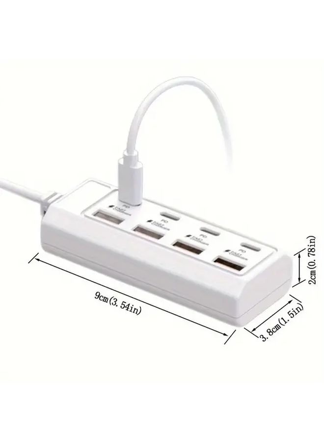 White 8 Port USB Hub 4 USB A 4 USB C Fast Charging 25W High Speed Charging Station For Laptop Tablet Computer - Image 4