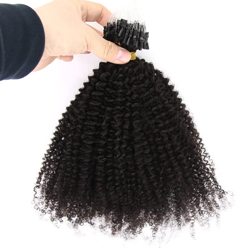 ZigZag Hair Afro Kinky Curly Micro Rings Loop Hair Extensions 1g/strand 100g 4B 4C Micro Link Extensions Hair Brazilian Virgin Human Hair for Black Women (18inch, 4B 4C) - Image 3