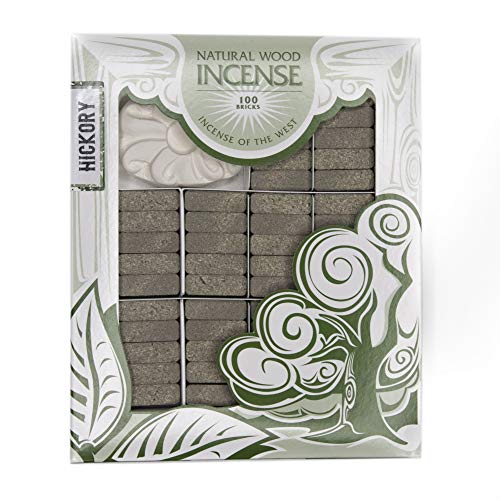 Incienso de Santa Fe  Hickory Natural Wood Incense Bricks with Holder 100 Count  Made in The USA