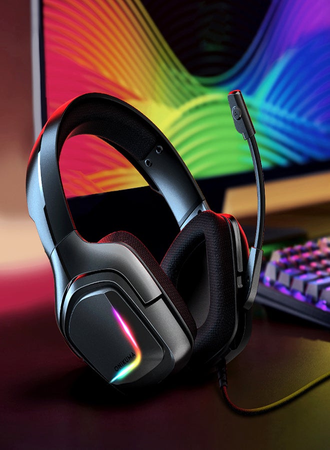 ONIKUMA K20 Head-mounted Headset Wired RGB E-sports Gaming Headset with 50mm Driver Unit Noise Reduction Microphone Black - Image 4