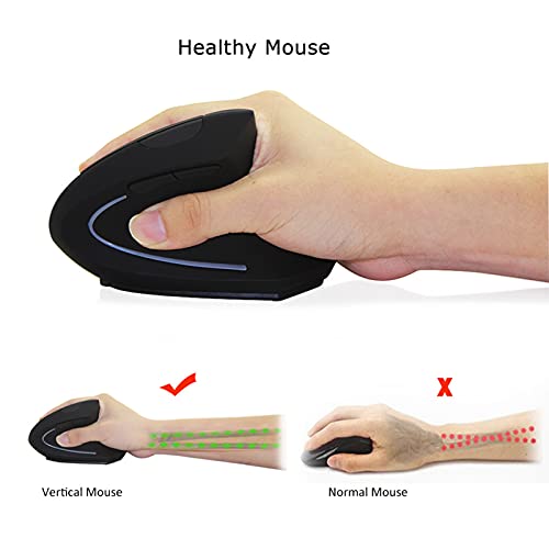 Sunffice Ergonomic Vertical Wireless Mouse, Rechargeable 2.4GHz Optical Mice 800/1200/1600 6 Buttons for Laptop, PC, Computer, Desktop, Notebook - Image 4