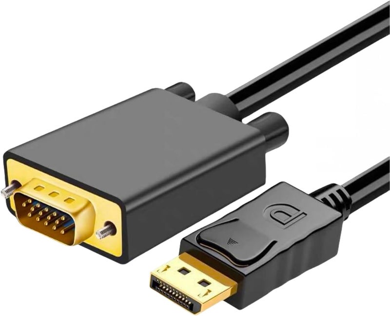 DisplayPort to VGA Cable 6FT, DP to VGA Adapter, 1080P@60Hz Video Cable from Laptop/PC (DP) to Monitor/Projector (VGA), Not Bidirectional, Not Compatible with HDMI or USB - Image 1