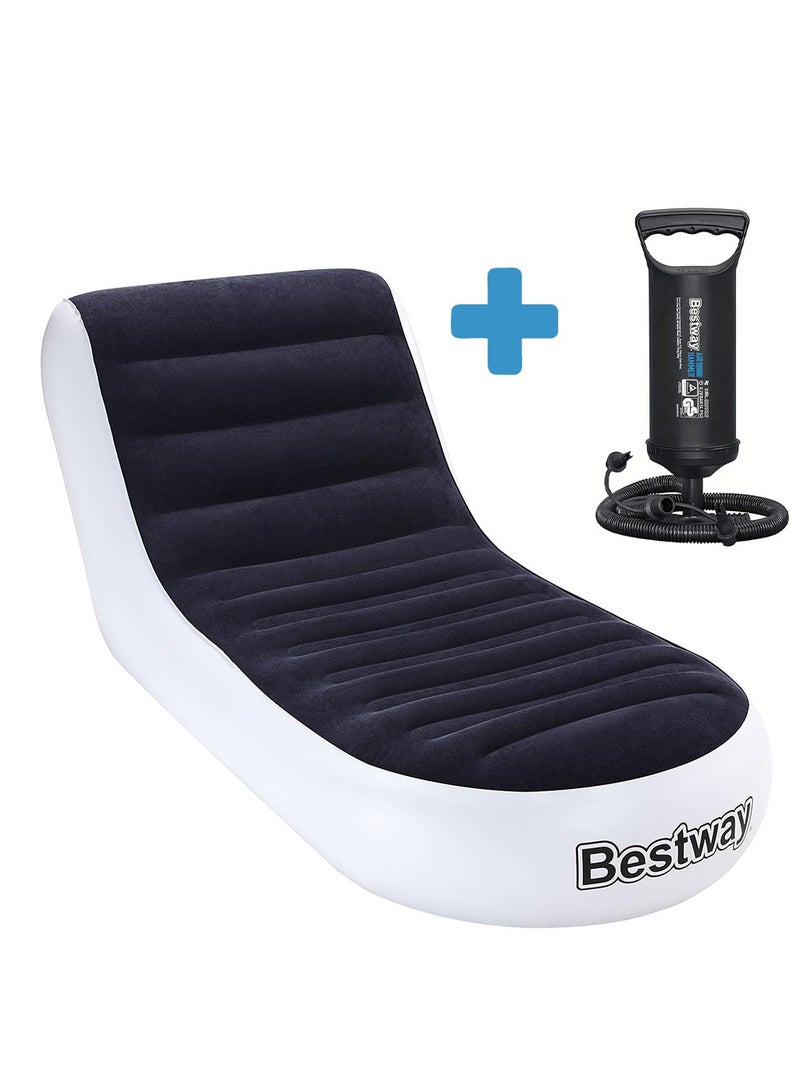 Bestway Inflatable Chaise Lounge Chair 1.65m x 84cm x 79cm / 65" x 33" x 31", Bestway Soft Top Air Lounge Chair - Image 1