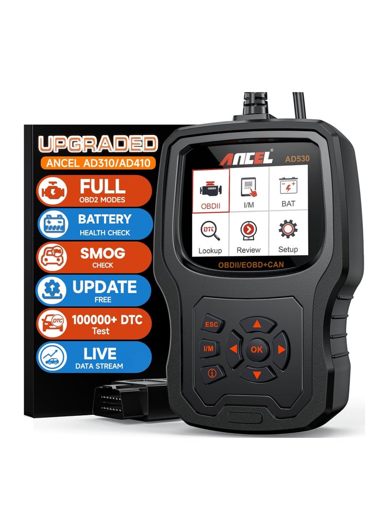 Ancel ANCEL AD530 OBD2 Scanner with Battery Test, 2 IN 1 Automotive Code Reader Check Engine Light & All OBD II Functions Car Tools and Diagnostics for 1996+ Vehicles(Upgraded AD310) - Image 1