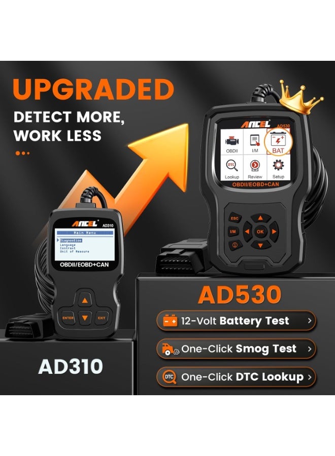 Ancel ANCEL AD530 OBD2 Scanner with Battery Test, 2 IN 1 Automotive Code Reader Check Engine Light & All OBD II Functions Car Tools and Diagnostics for 1996+ Vehicles(Upgraded AD310) - Image 4