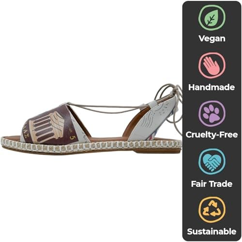 DOGO Gladiator Sandals for Women - Vegan and Handmade Strappy Sandals for Women, Letters from the World Design, Size 7.5 - Image 4