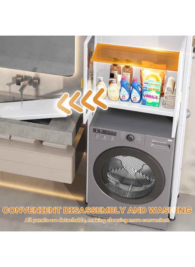 XiuWoo 3 Shelves Drum Washing Machine Rack, Bathroom Corner Stand Storage Organizer Accessories, Free Standing Over Washing Machine Rack, Laundry Shelf, Toilet Storage Cabinet  for Space Saver wih Door - Image 5