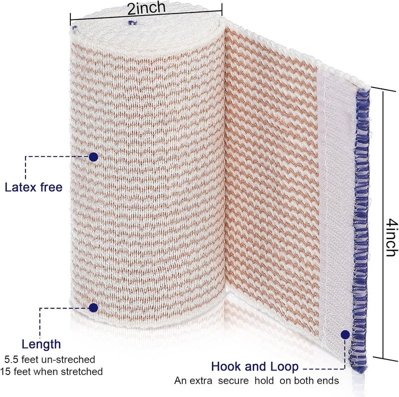 Reginary 20 Pack 4 Inch Elastic Bandage Wrap with Self Closure on Both Ends Athletic Stretchable Compression Bandage for Legs Knees Ankles Wrists Elbows Shoulders Blue Trim - Image 2