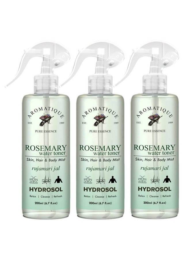 AROMATIQUE Aromatique Rose Mary Water For Hair Growth, Rosemary Hair Mist, Strengthens Hair, Suitable For All Hair Types (Rosemary Water (200ml x 3)  - Image 1