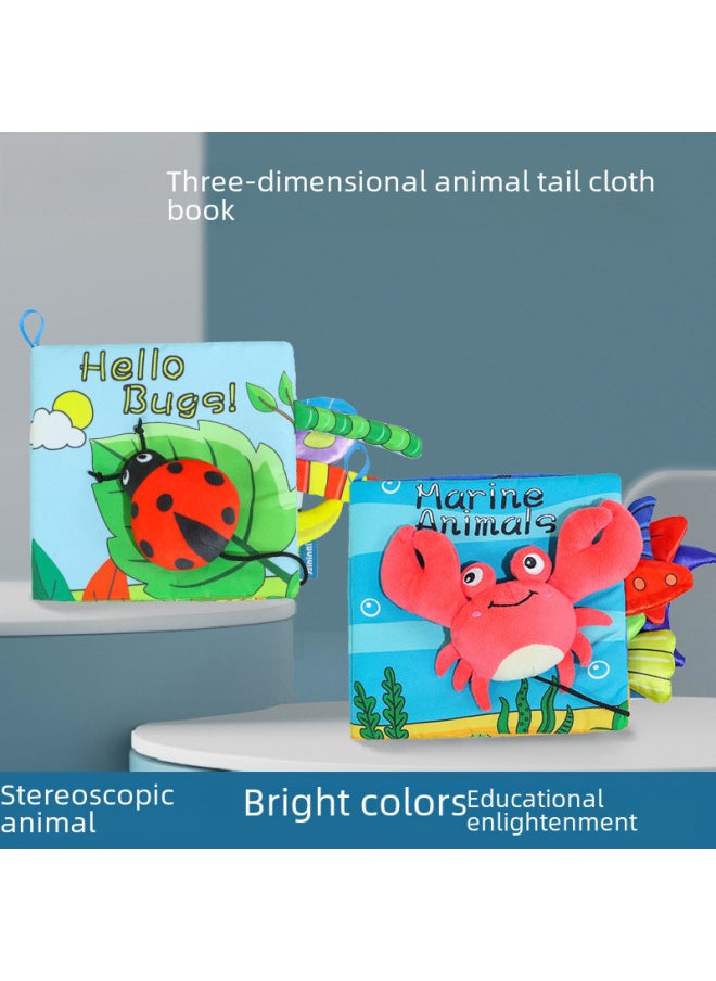 Tear-resistant 3d Cloth Books For Early Education 0-1 Years Old Baby Toys Educational Books For Infants Fabric Babies-Color:Animal Tail Cloth Book-Beetle  - Image 2
