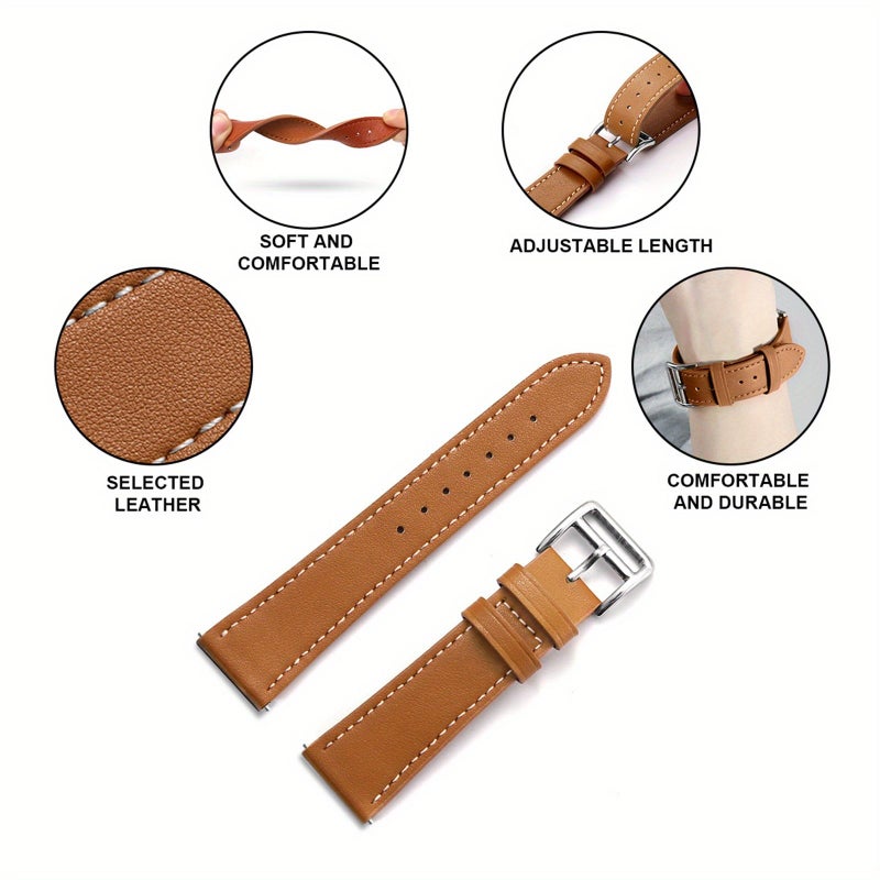 حزام من الجلد الأبيض الصناعي متوافق مع ساعة Honor Watch 5 - حلقة مفردة كلاسيكية - Image 4